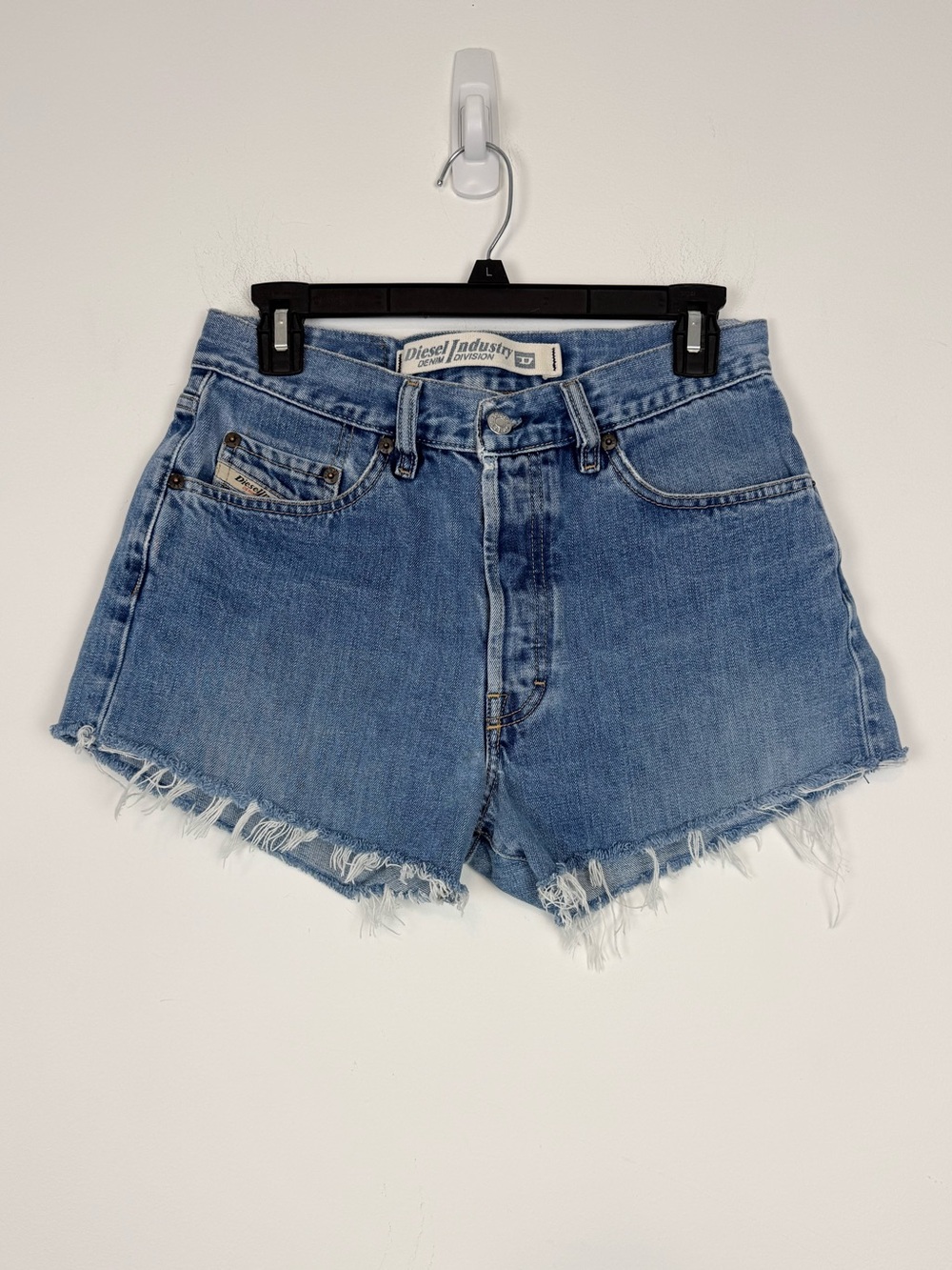 Diesel High Rise Buttonfly Denim/Jean Shorts. Frayed Hems. Size 30.